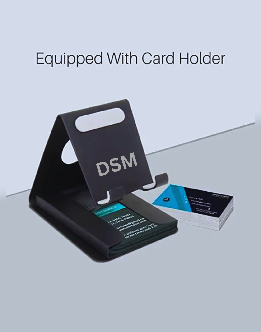 DSM Multipurpose Mobile Stand with Card Holder – Adjustable Desk Phone Holder for Office & Home